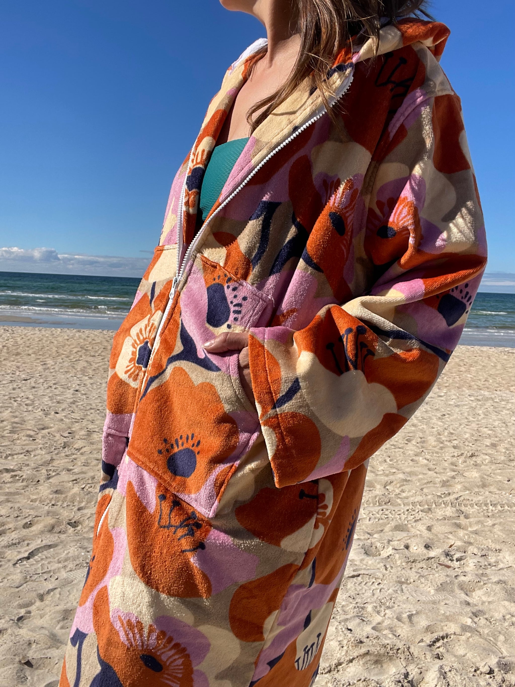 Women's Towelling Robe | Bathrobe & Beach Robe | Zip Up Swim Jacket ...