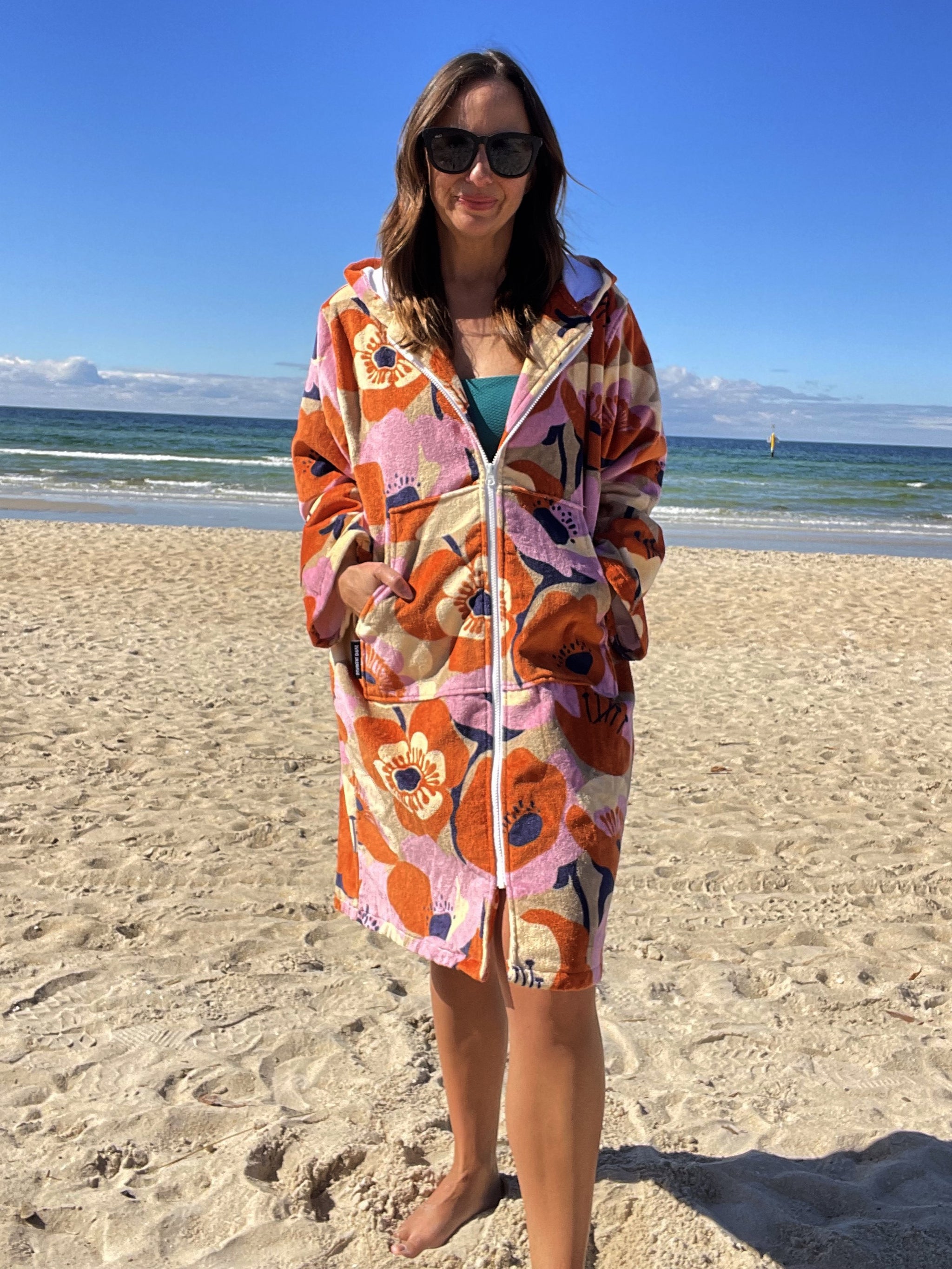 Women's Towelling Robe | Bathrobe & Beach Robe | Zip Up Swim Jacket ...