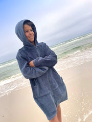 Slate - Zip Up Towel Hoodie