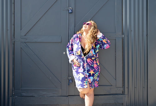 women wear bright colourful beach coverup