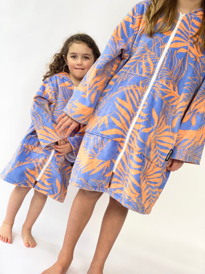 toddler zip-up hooded towel robe tropical print