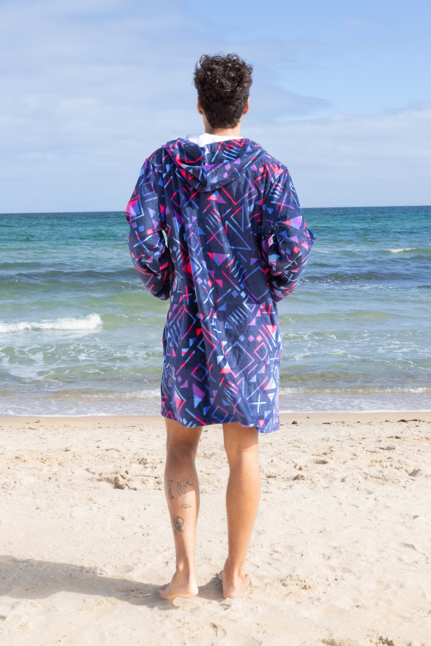 Geometric Print - Adult Towel Hoodie