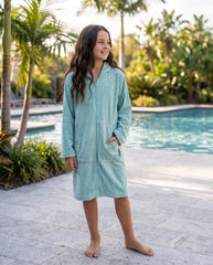 Coastal Sage - Kids Zip Up Towel Hoodie