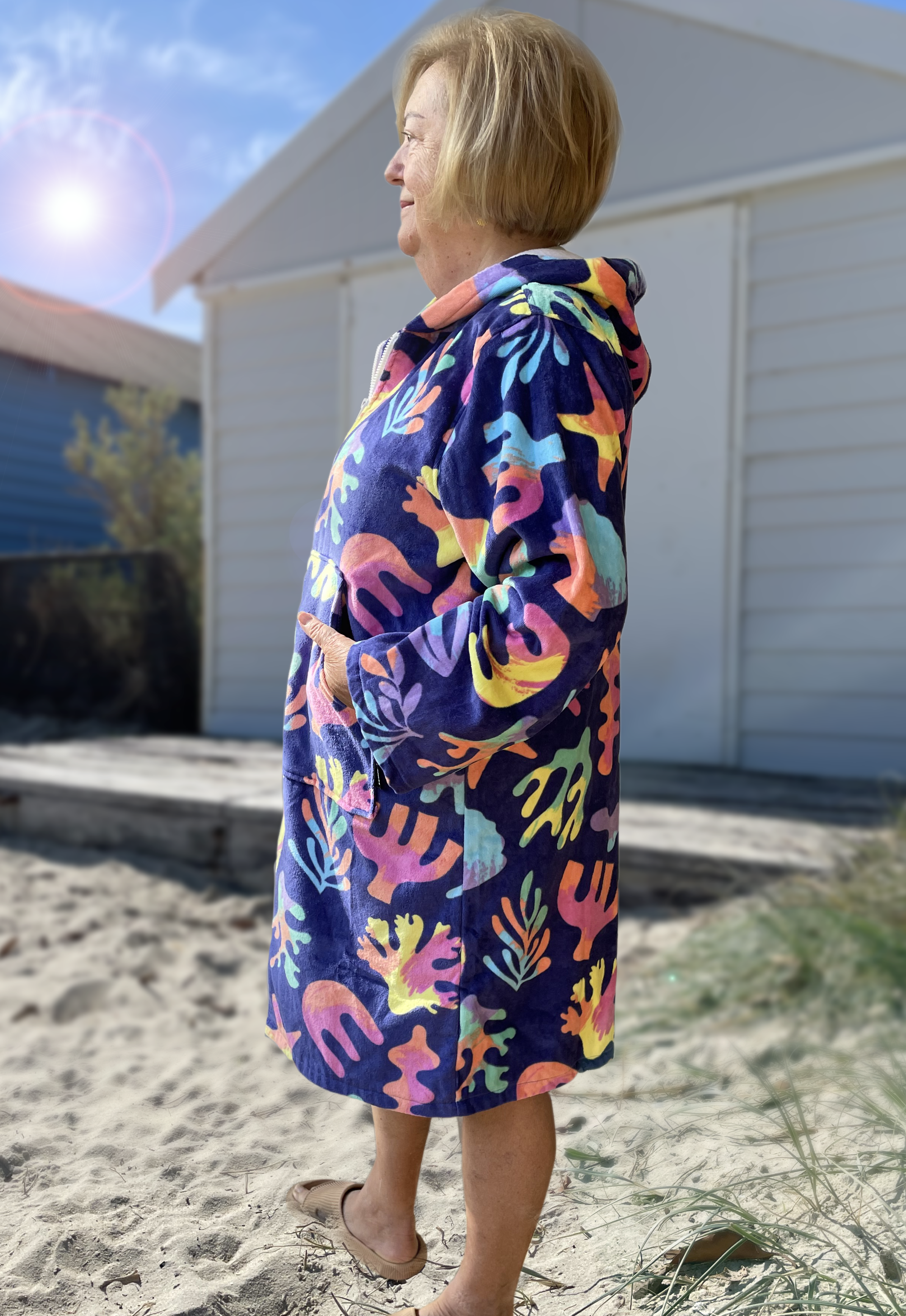 women's changing robe printed beach coverup