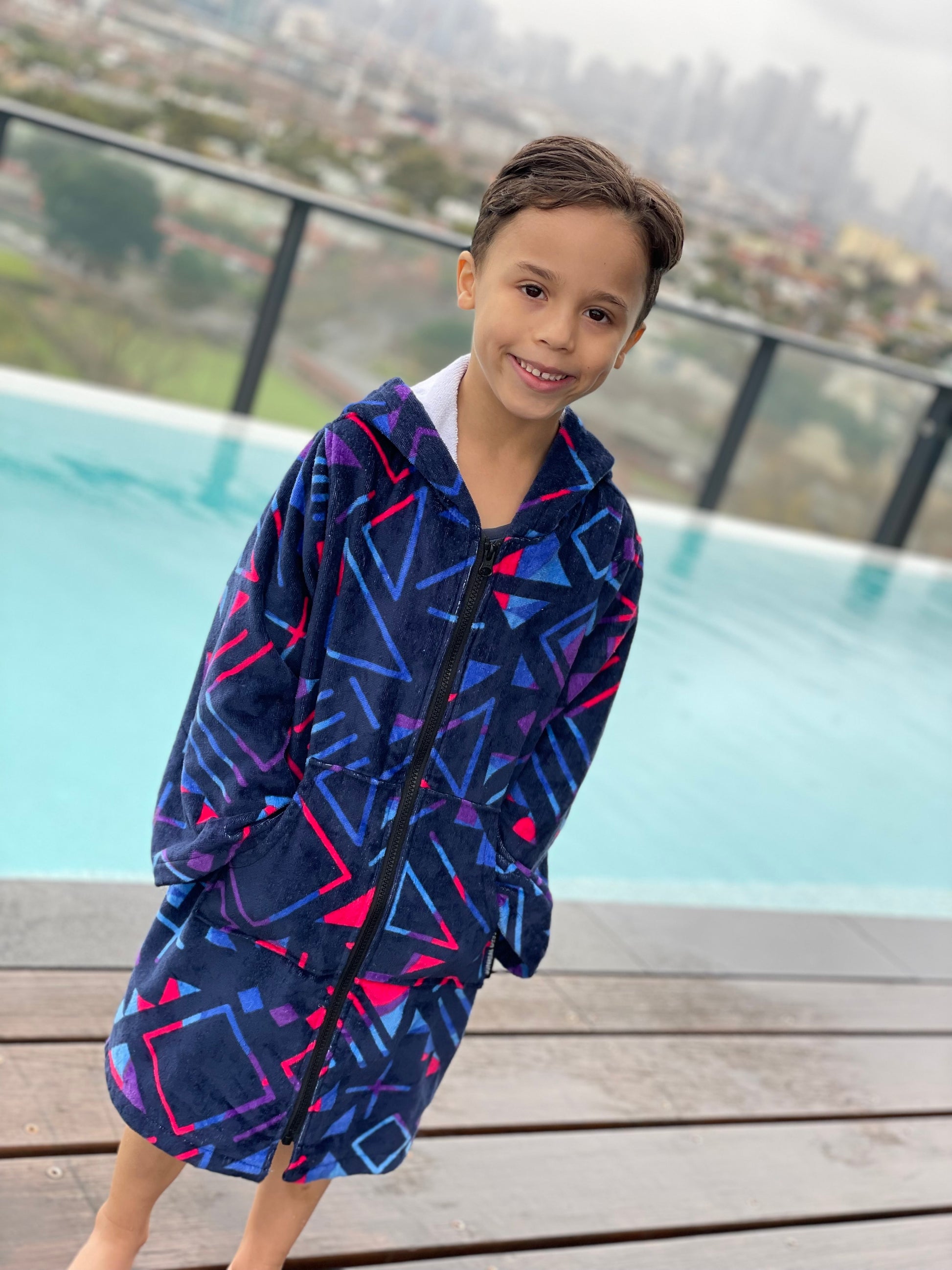 Kids Zip Up Hooded Towels - Printed Swim Hoodie – Sunreal Days