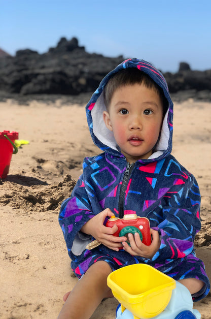 toddler zip-up hooded beach towel robe by the beach